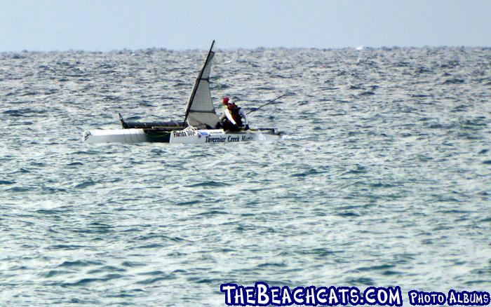 Team Tavernier Creek Marina sailing under jury rigged sail.