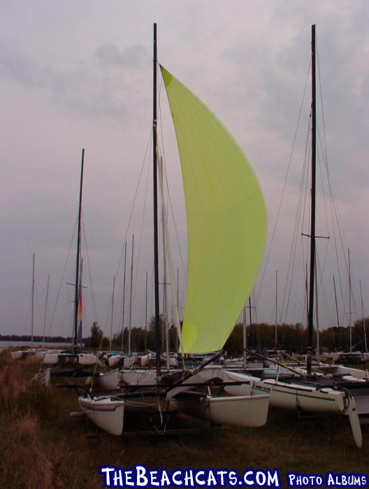 The sail is a 19m2 F18 sail from a Dart.Its 2nd hand, very cheap (2 for the price of 1!), and in perfect condition. (Like the co