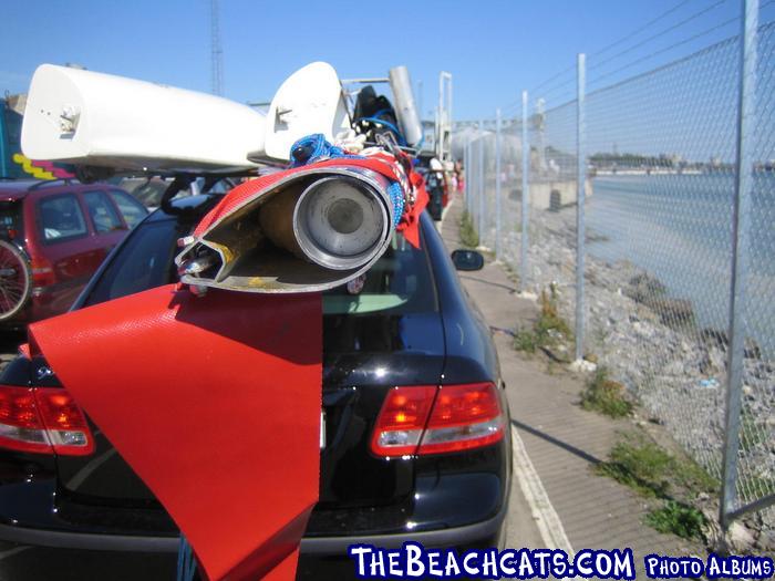 Packed on the top of a Saab, ready to go on the Ferry to Gotland.