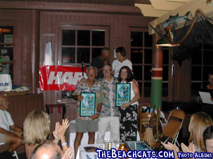 Fleet 2 members Pat and Darcy Porter with Hobie Alter - came in 6th in the 16's.
