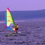 Karen\'s sister Denise windsurfing on Mark Twain Lake