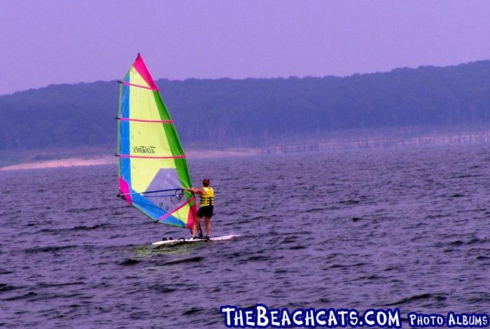 Karen\'s sister Denise windsurfing on Mark Twain Lake