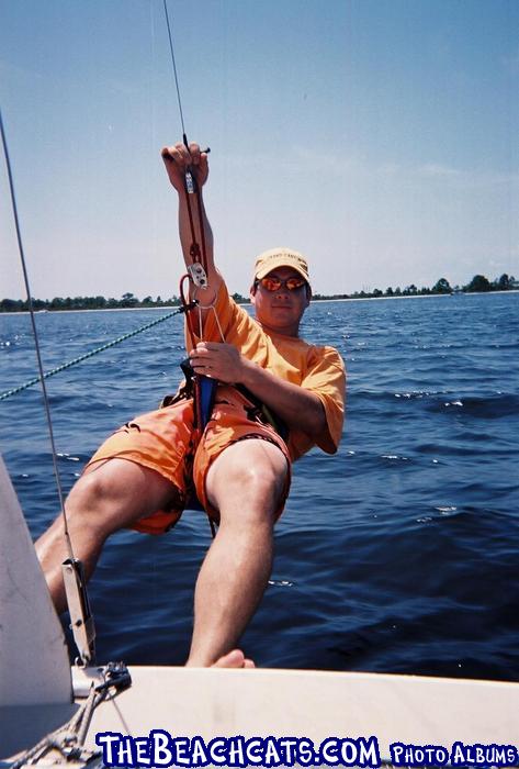 Out on wire, Friends Nacra 5.8 in Destin