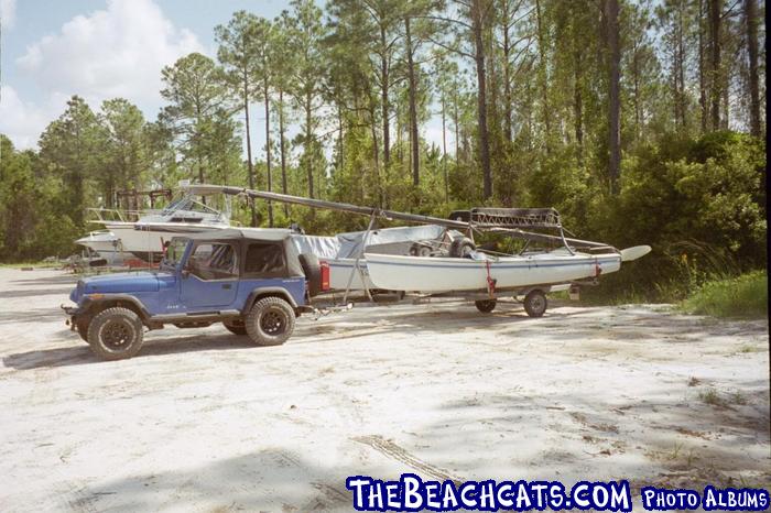 My jeep and Hobie 18 in Orange Beach May 2004.