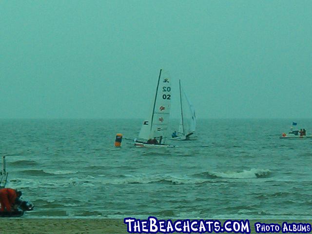 Mitch Booth returning to the beach after winning the Pro-Am race.