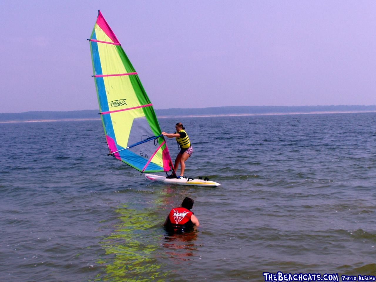 Teaching Yoncha (a German exchange student) to windsurf