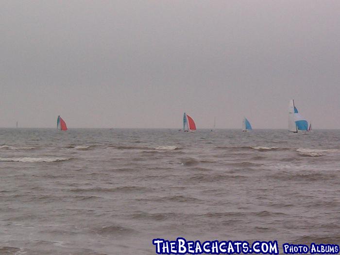 A Roberts 27 (On the left) chased by two Nacra F18s.