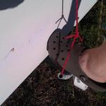 put foot in and stand