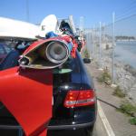 Packed on the top of a Saab, ready to go on the Ferry to Gotland.