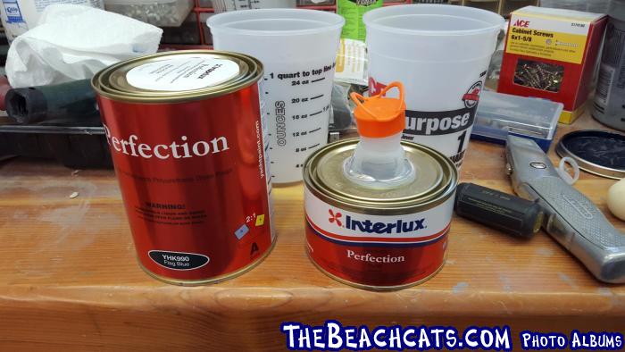Interlux Perfection paint, with the spout on the small can pulled up