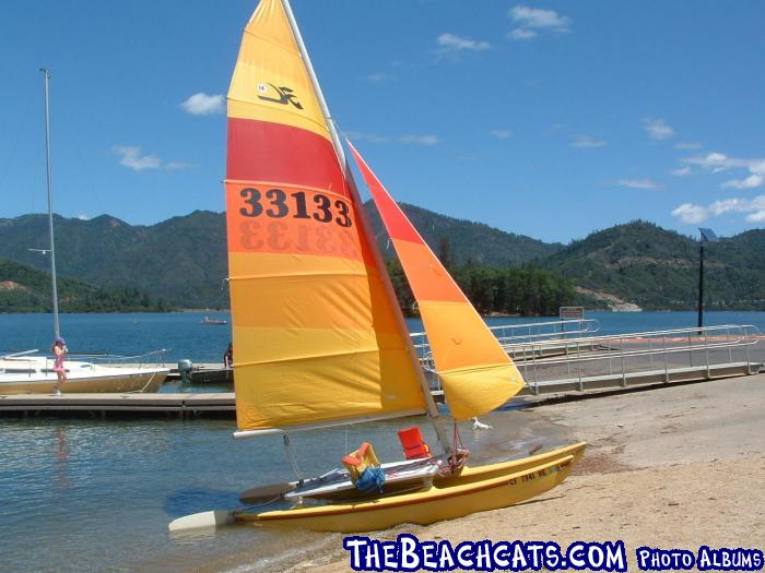 My Hobie 14 (It's like a "Baby 16" because of the battened jib).