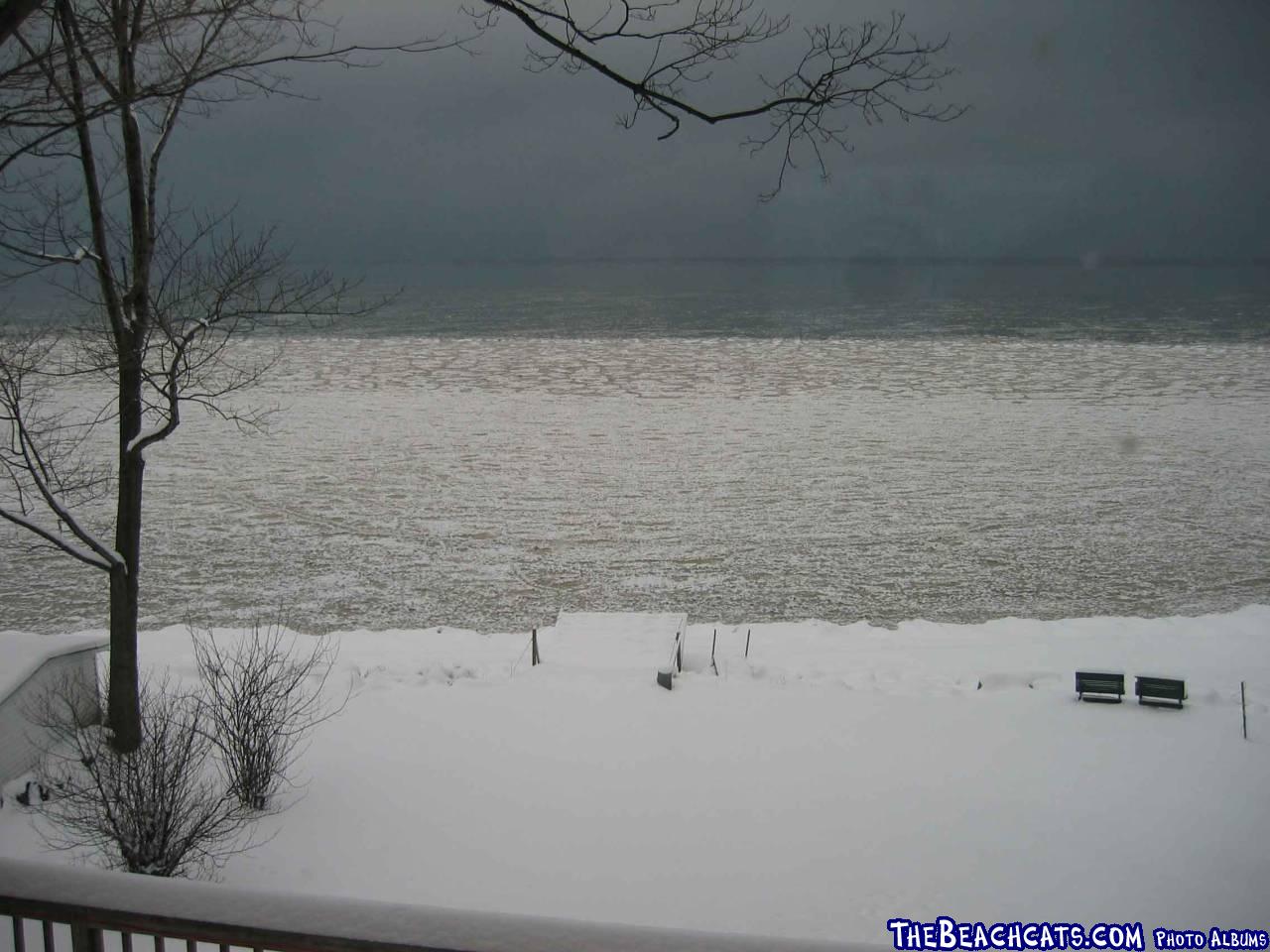 My draw bridge style ramp in the snow in Jan. 2002 Lake Ontario.  No sailing for a few monthes yet.