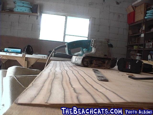 pic004-pic shows  the tapered sheets of ply before the scarf is joined with epoxy resin glue mix