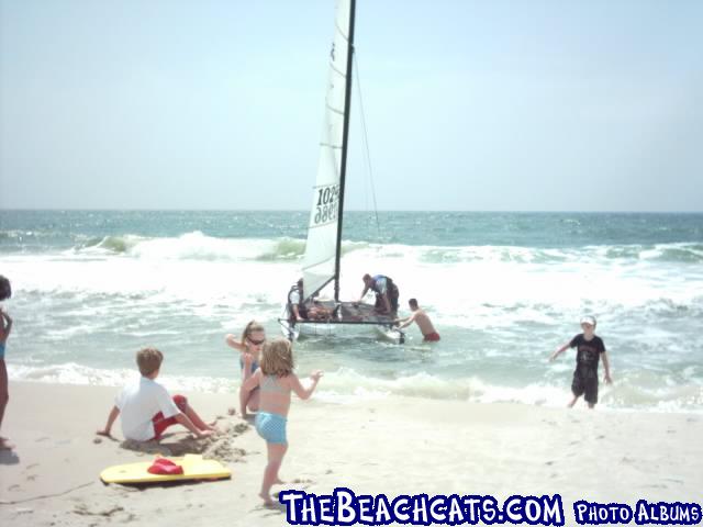 Hobie 16 Fighting the Surf
