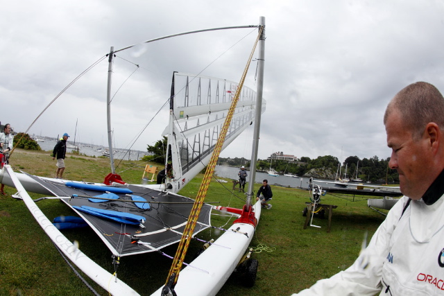 2010 Little Americas Cup Raising a Wing Mast