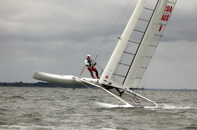 PHOTO: Christophe Launay, Glenn Ashby and James Spithill during Race 2